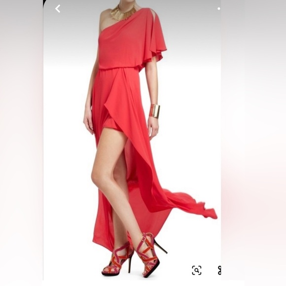 BCBGMAXAZRIA Kendal One-Shoulder Ruffle Gown. 12 - Picture 1 of 11